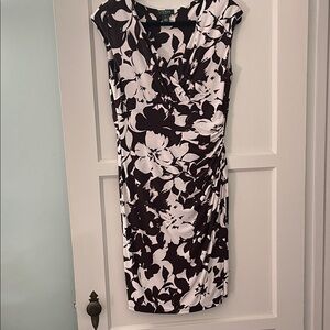 Lauren Ralph Lauren Brown  and White Floral Midi Dress